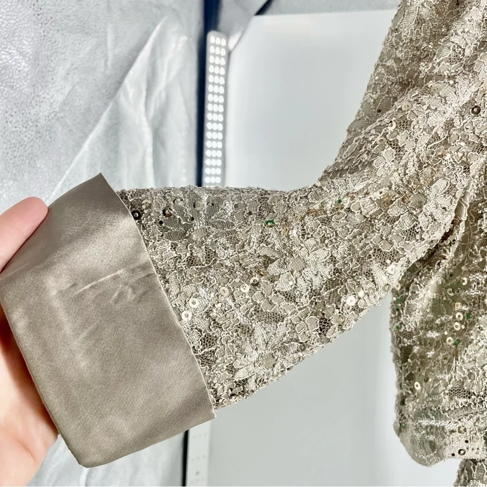 RM richards‎ gold short lace dress with half jacket style 7140 Cocktail Size 8 - Picture 4 of 12